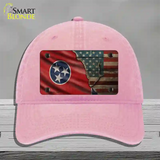 Tennessee/American Flag Novelty License Plate Hat Unconstructed Cotton / Pink