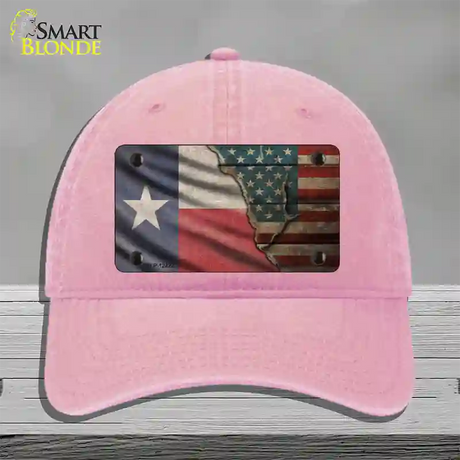 Texas/American Flag Novelty License Plate Hat Unconstructed Cotton / Pink