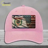 West Virginia/American Flag Novelty License Plate Hat Unconstructed Cotton / Pink