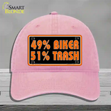 49% Biker 51% Trash Novelty License Plate Hat Unconstructed Cotton / Pink