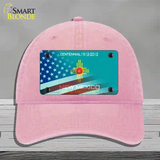 New Mexico Teal with American Flag Novelty License Plate Hat Unconstructed Cotton / Pink