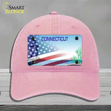 Connecticut Preserve with American Flag Novelty License Plate Hat Unconstructed Cotton / Pink