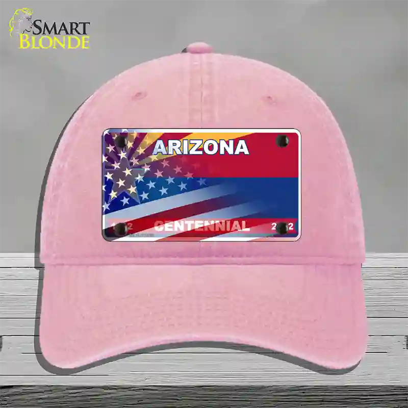 Arizona State Blank Novelty License Plate Hat Unconstructed Cotton / Pink / Arizona Centennial (1801):https | Half American Flag | Yes