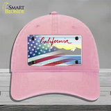 California Tahoe Plate American Flag Novelty License Plate Hat Unconstructed Cotton / Pink