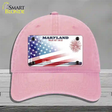 Maryland War Plate American Flag Novelty License Plate Hat Unconstructed Cotton / Pink