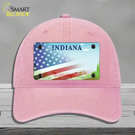 Indiana Bridge Plate American Flag Novelty License Plate Hat Unconstructed Cotton / Pink