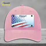 Missouri Show Me with American Flag Novelty License Plate Hat Unconstructed Cotton / Pink