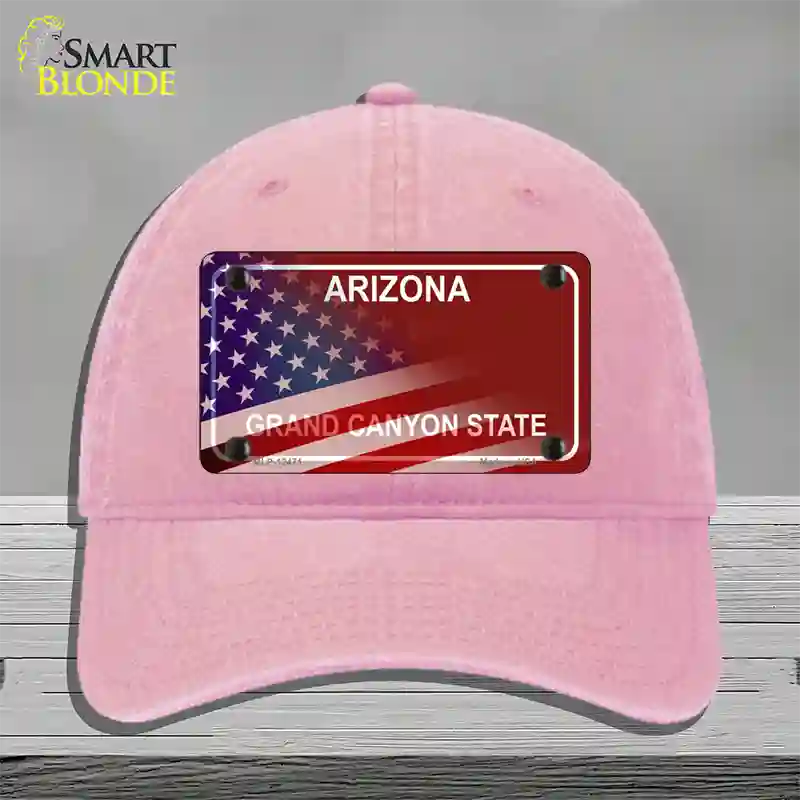 Arizona State Blank Novelty License Plate Hat Unconstructed Cotton / Pink / Red Arizona (8580):https | Half American Flag | Yes