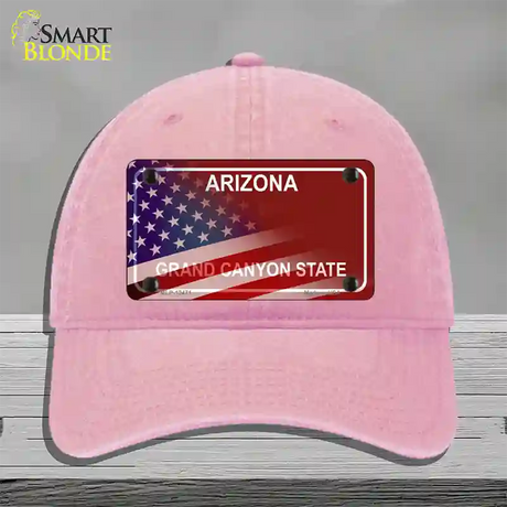 Arizona State Blank Novelty License Plate Hat Unconstructed Cotton / Pink / Red Arizona (8580):https | Half American Flag | Yes