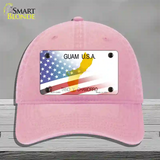 Guam with American Flag Novelty License Plate Hat Unconstructed Cotton / Pink