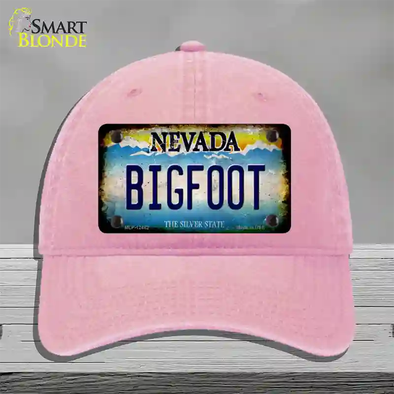 Bigfoot Nevada Novelty License Plate Hat Unconstructed Cotton / Pink