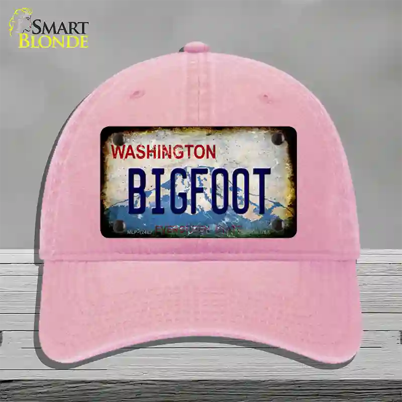 Bigfoot Washington Rusty Novelty License Plate Hat Unconstructed Cotton / Pink