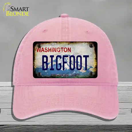 Bigfoot Washington Rusty Novelty License Plate Hat Unconstructed Cotton / Pink