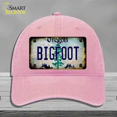 Bigfoot Oregon Novelty License Plate Hat Unconstructed Cotton / Pink