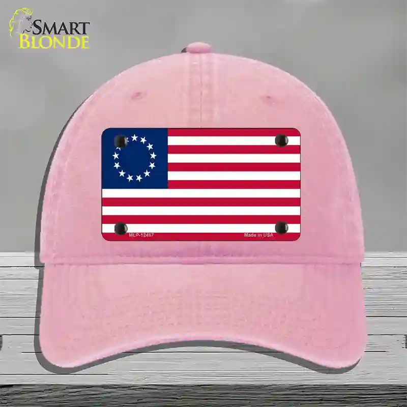 Betsy Ross American Flag Novelty License Plate Hat Unconstructed Cotton / Pink