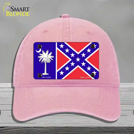 South Carolina Confederate Flag Novelty License Plate Hat Unconstructed Cotton / Pink