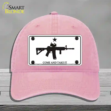 Come and Take It Novelty License Plate Hat Unconstructed Cotton / Pink