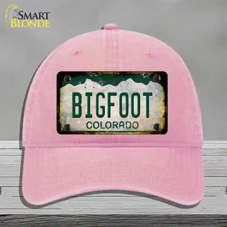 Bigfoot Colorado Rusty Novelty License Plate Hat Unconstructed Cotton / Pink