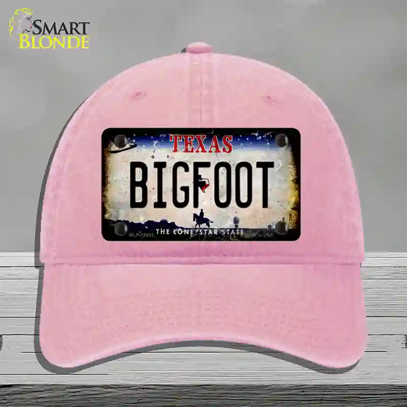 Bigfoot Texas Novelty License Plate Hat Unconstructed Cotton / Pink