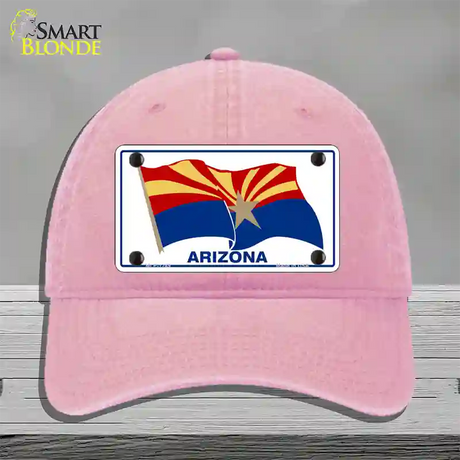 Arizona Waving Flag Novelty License Plate Hat Unconstructed Cotton / Pink