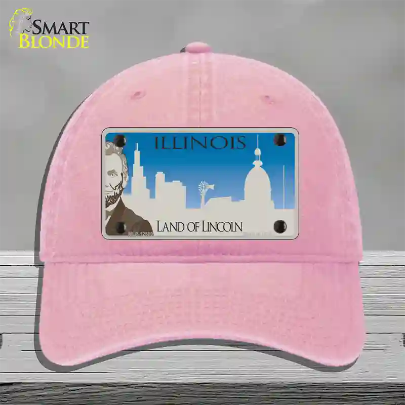 Illinois Blank Novelty License Plate Hat Unconstructed Cotton / Pink