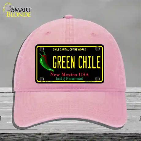 Green Chile New Mexico Black Novelty License Plate Hat Unconstructed Cotton / Pink