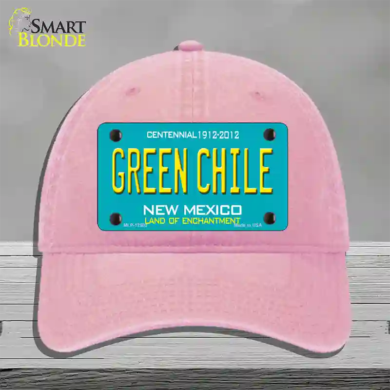 Green Chile New Mexico Green Novelty License Plate Hat Unconstructed Cotton / Pink