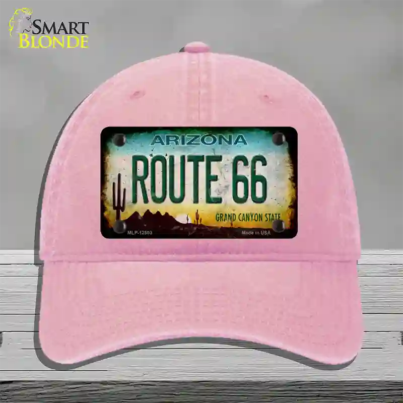 Route 66 Arizona Rusty Novelty License Plate Hat Unconstructed Cotton / Pink