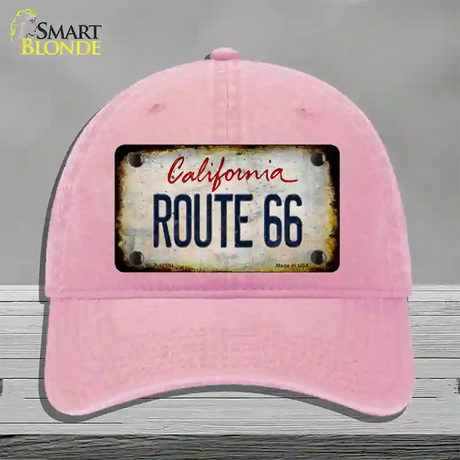 Route 66 California Rusty Novelty License Plate Hat Unconstructed Cotton / Pink