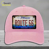 Route 66 Illinois Rusty Novelty License Plate Hat Unconstructed Cotton / Pink