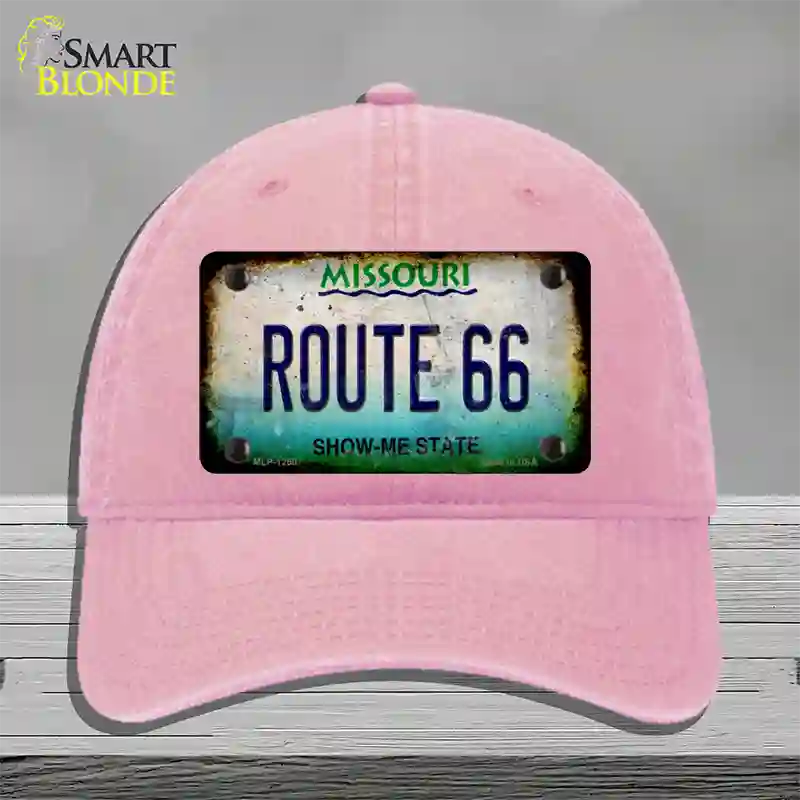 Route 66 Missouri Rusty Novelty License Plate Hat Unconstructed Cotton / Pink