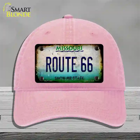 Route 66 Missouri Rusty Novelty License Plate Hat Unconstructed Cotton / Pink