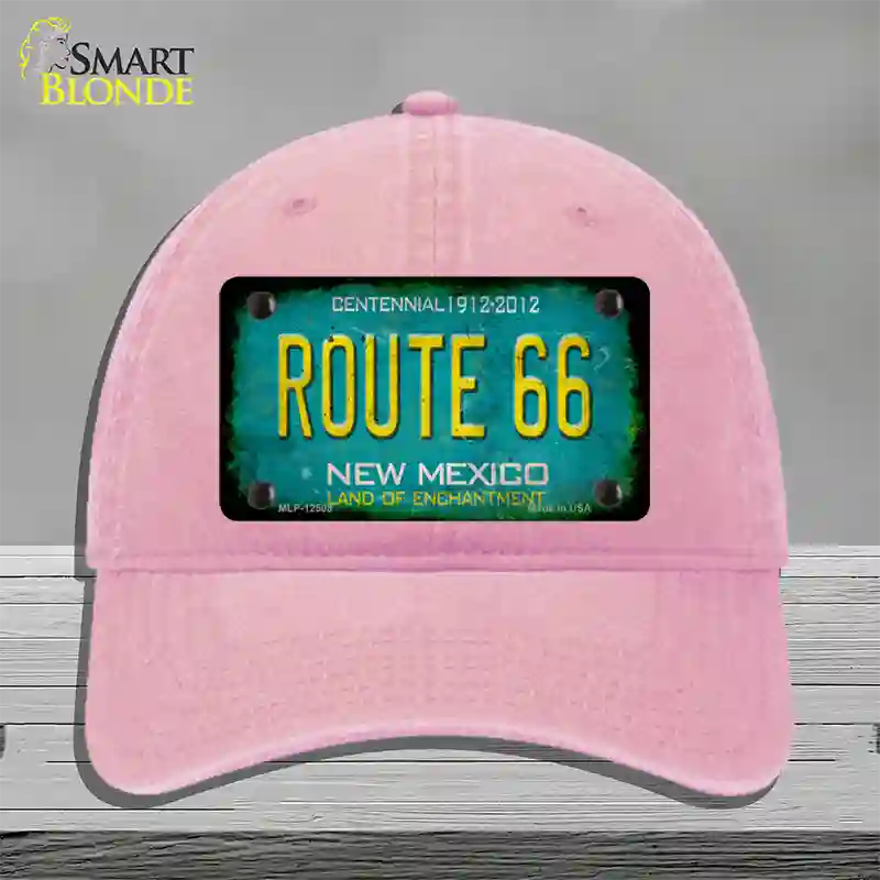 Route 66 New Mexico Rusty Novelty License Plate Hat Unconstructed Cotton / Pink