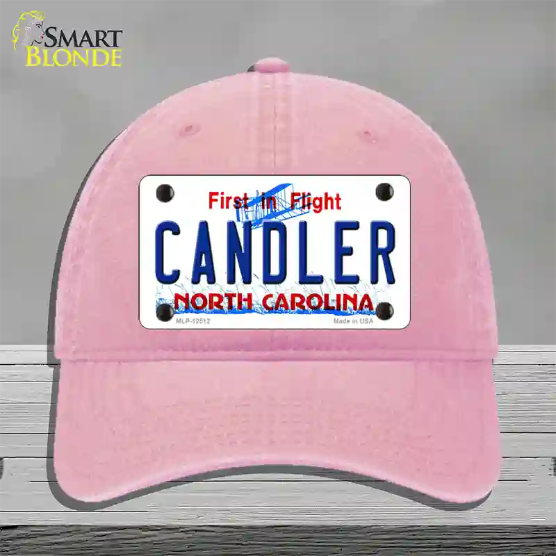 Candler North Carolina Novelty License Plate Hat Unconstructed Cotton / Pink