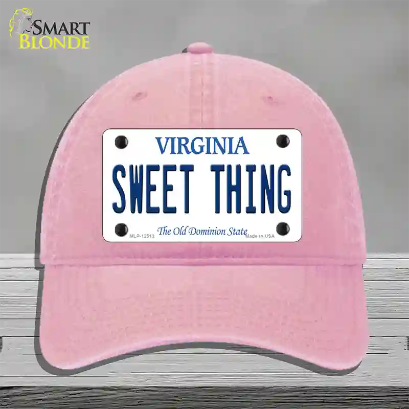 Sweet Thing Virginia Novelty License Plate Hat Unconstructed Cotton / Pink