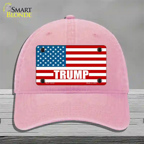 Trump American Flag Novelty License Plate Hat Unconstructed Cotton / Pink