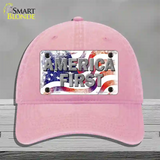 America First Novelty License Plate Hat Unconstructed Cotton / Pink