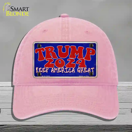 Trump 2024 Keep America Great Novelty License Plate Hat Unconstructed Cotton / Pink