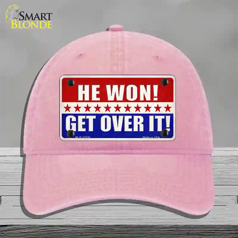 Trump Won Get Over It Novelty License Plate Hat Unconstructed Cotton / Pink