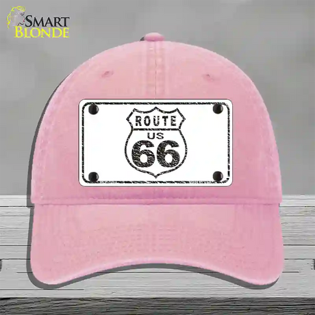 Route 66 Distressed Novelty License Plate Hat Unconstructed Cotton / Pink