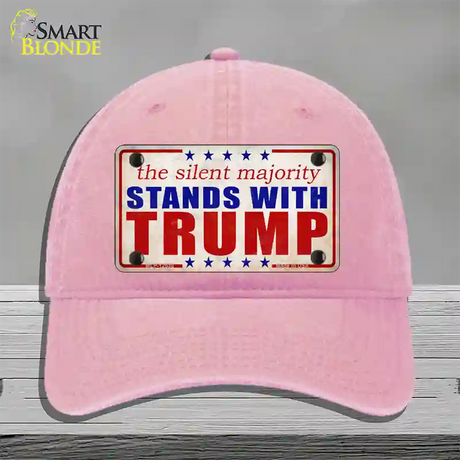 Silent Majority Stands with Trump Novelty License Plate Hat Unconstructed Cotton / Pink