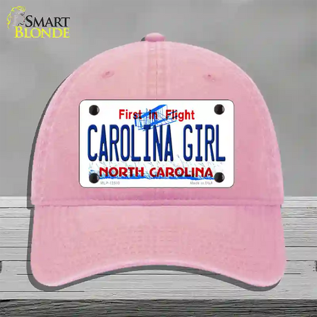 Carolina Girl North Carolina Novelty License Plate Hat Unconstructed Cotton / Pink