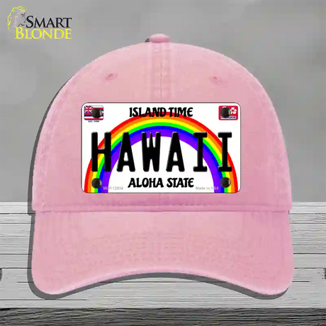 Hawaii Novelty License Plate Hat Unconstructed Cotton / Pink