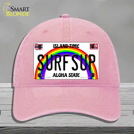 Surfsup Hawaii Novelty License Plate Hat Unconstructed Cotton / Pink