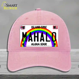 Mahalo Hawaii Novelty License Plate Hat Unconstructed Cotton / Pink