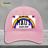 Maui Hawaii Novelty License Plate Hat Unconstructed Cotton / Pink