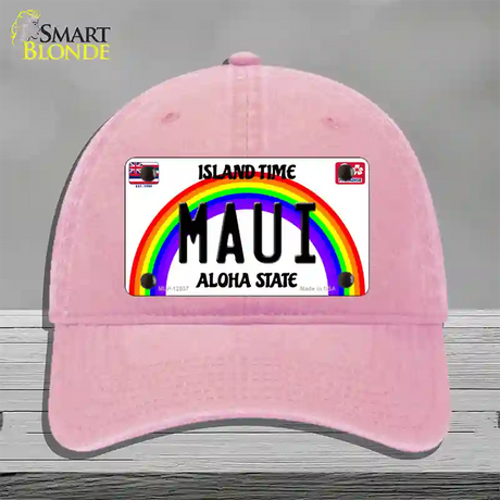 Maui Hawaii Novelty License Plate Hat Unconstructed Cotton / Pink