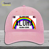 Aloha Hawaii Novelty License Plate Hat Unconstructed Cotton / Pink