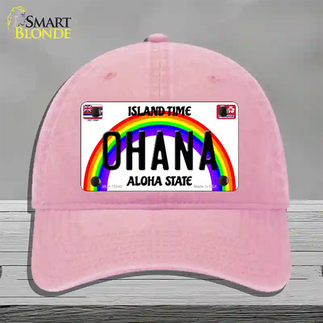 Ohana Hawaii Novelty License Plate Hat Unconstructed Cotton / Pink