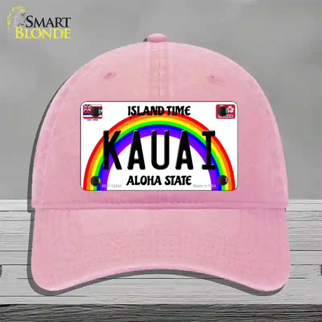 Kauai Hawaii Novelty License Plate Hat Unconstructed Cotton / Pink